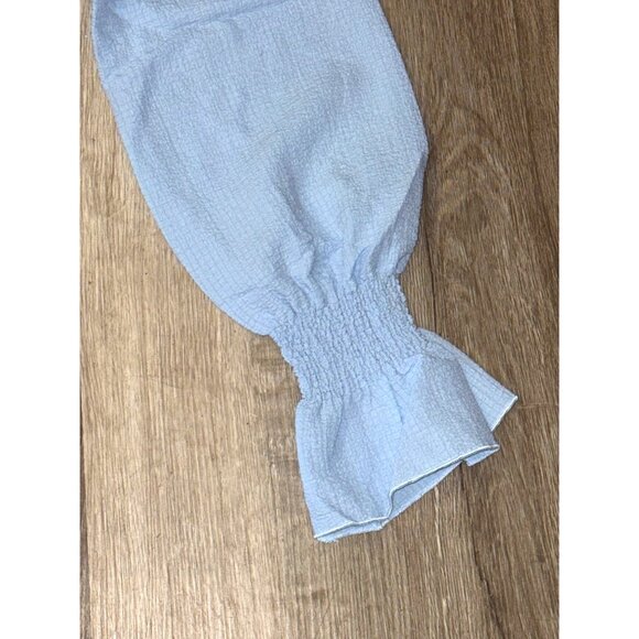 Articles Of Society Blue Off-Shoulder Smocked Crop Top XS - Picture 4 of 5